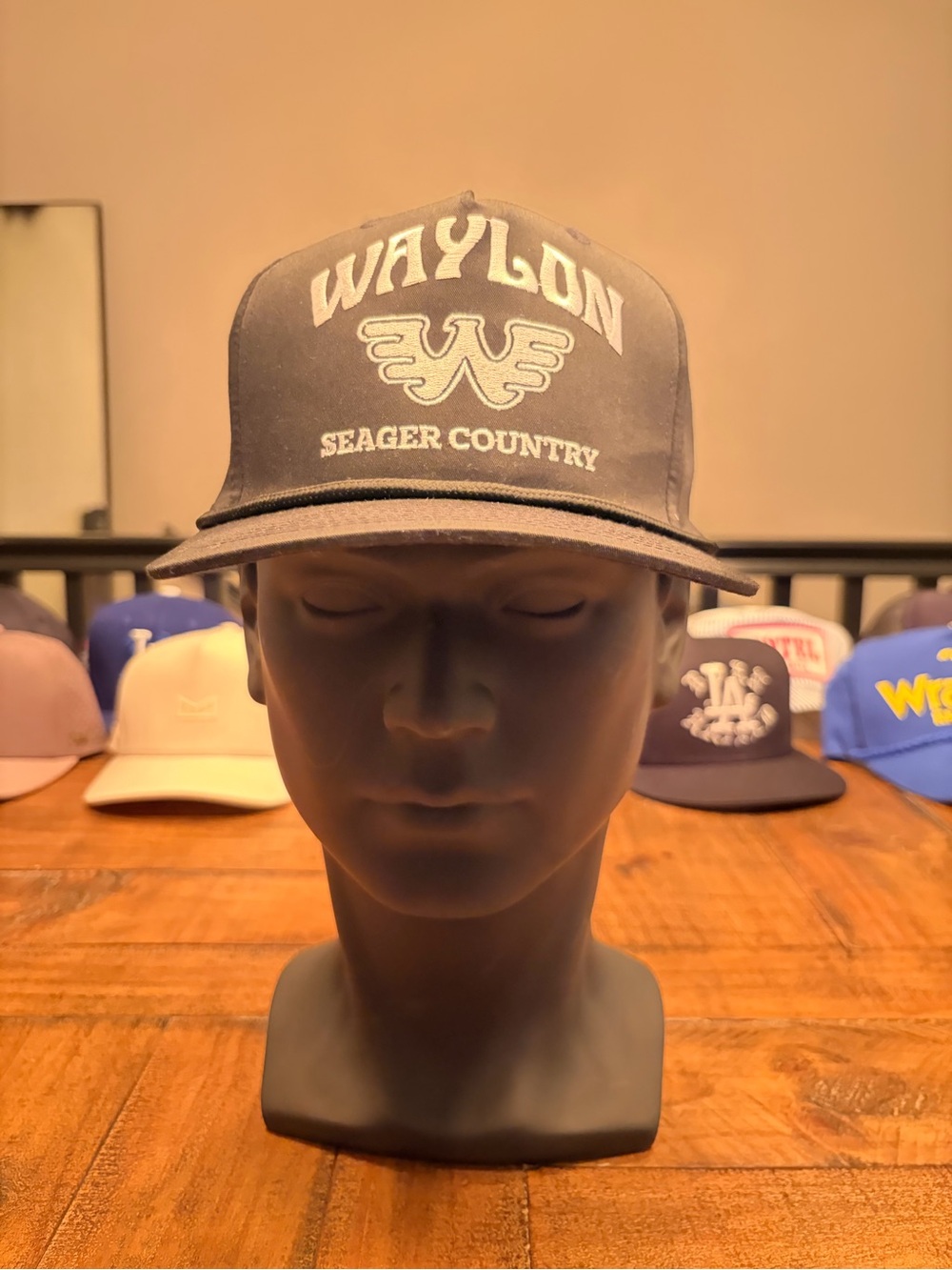 Seager Country / Waylon Embroidered Trucker Hat - Black